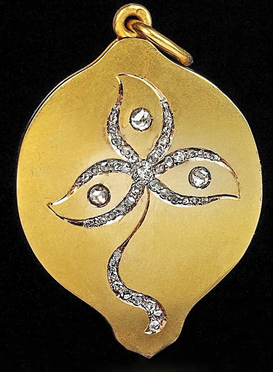 Women's Art Nouveau Russian Diamond Gold Locket