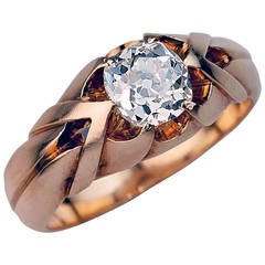 Antique 1 Carat Diamond Gold Men's Ring