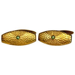 Antique Russian Demantoid Textured Gold Cufflinks