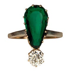 Antique Emerald Diamond Gold Ring