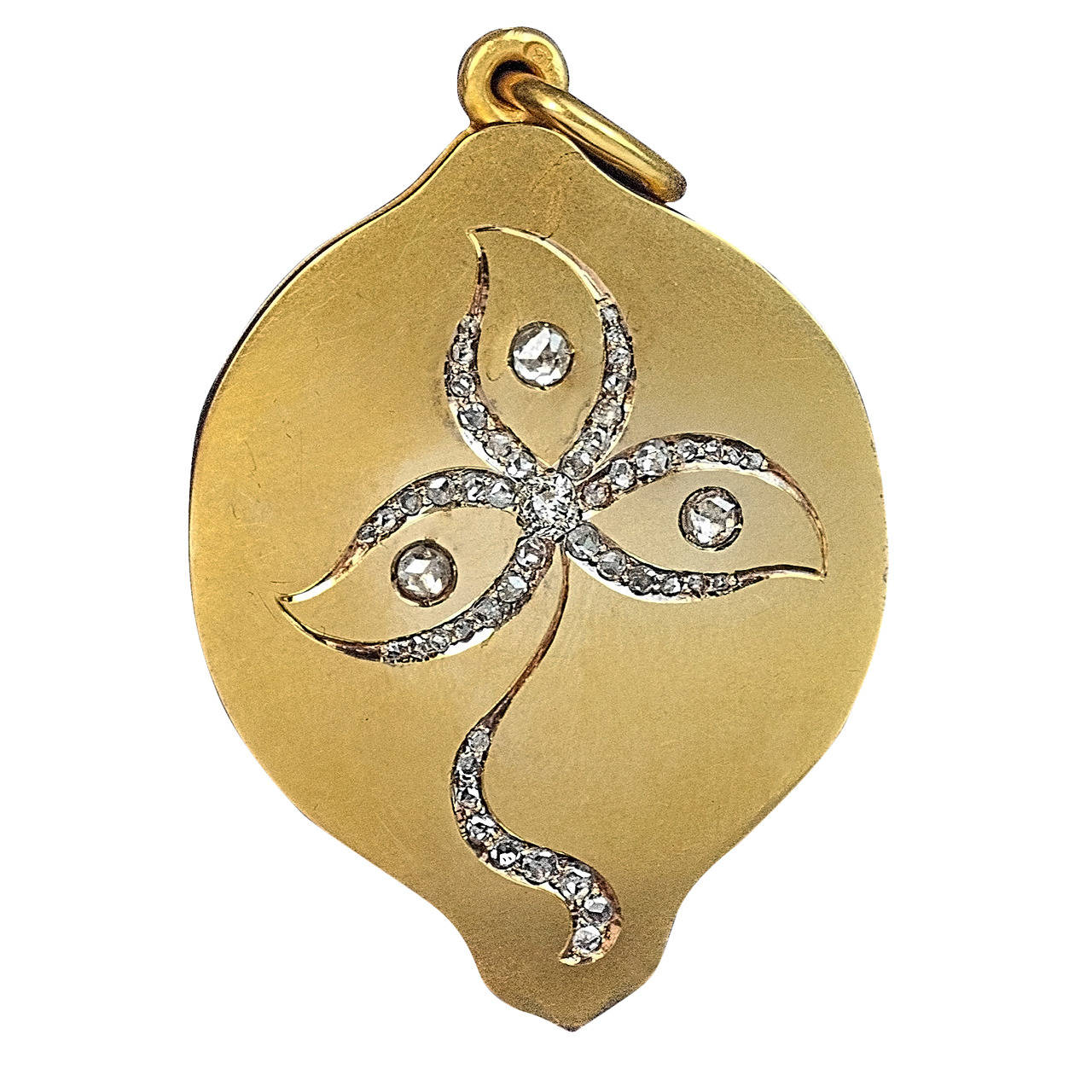Art Nouveau Russian Diamond Gold Locket