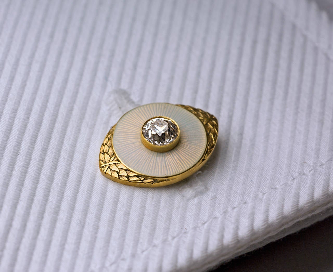 Edwardian Marchak Antique Russian Enamel Diamond Gold Cufflinks