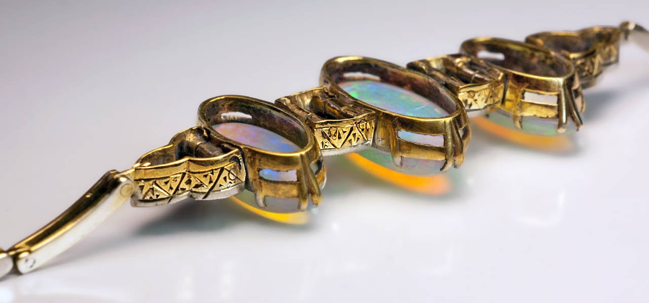 Women's Antique Edwardian Opal Diamond Bracelet