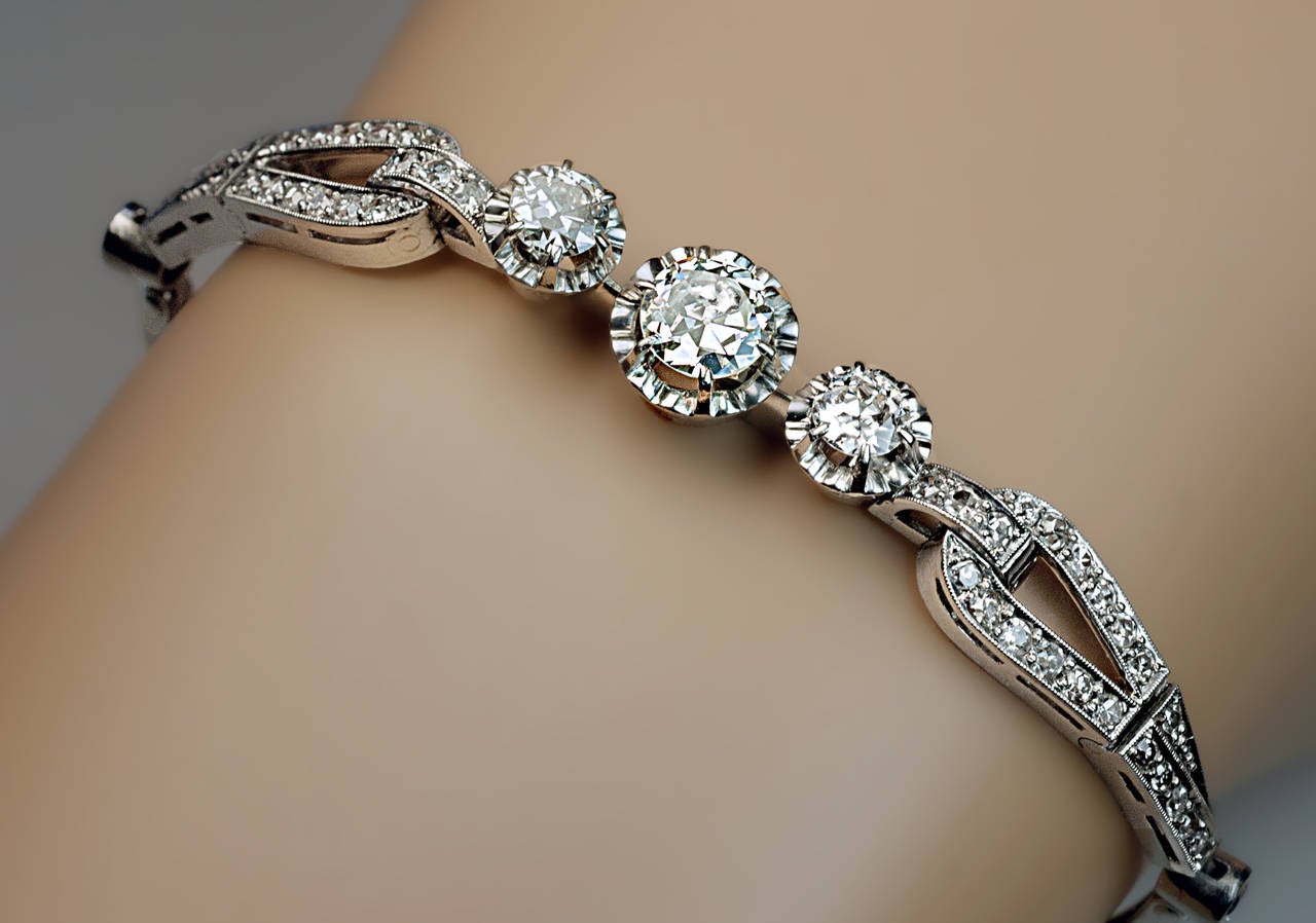 Women's Art Deco Diamond Platinum Bracelet 1920s