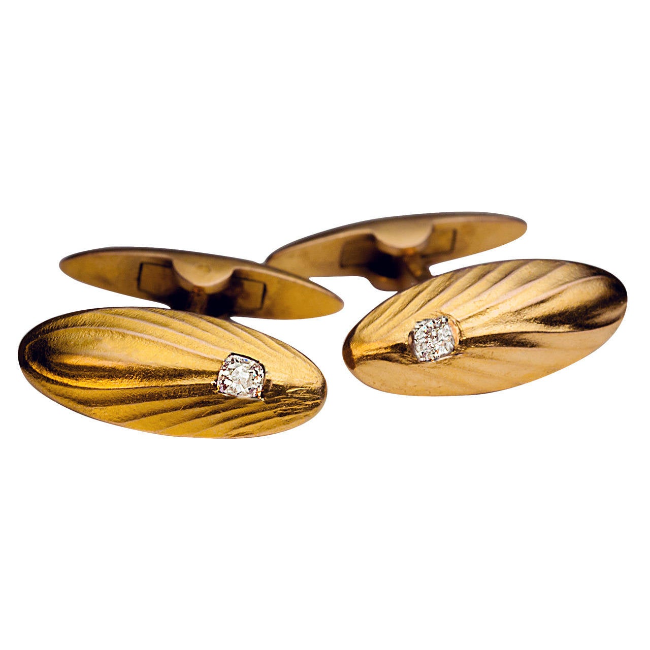 Art Deco Diamond Gold Cufflinks For Sale