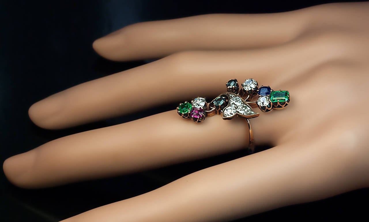 Women's Art Nouveau Antique Gemstone Gold Ring