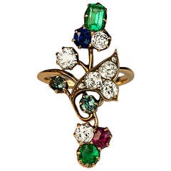 Art Nouveau Antique Gemstone Gold Ring 9