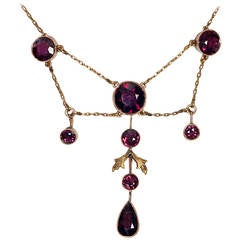 Antique Almandine Garnet Gold Necklace 5