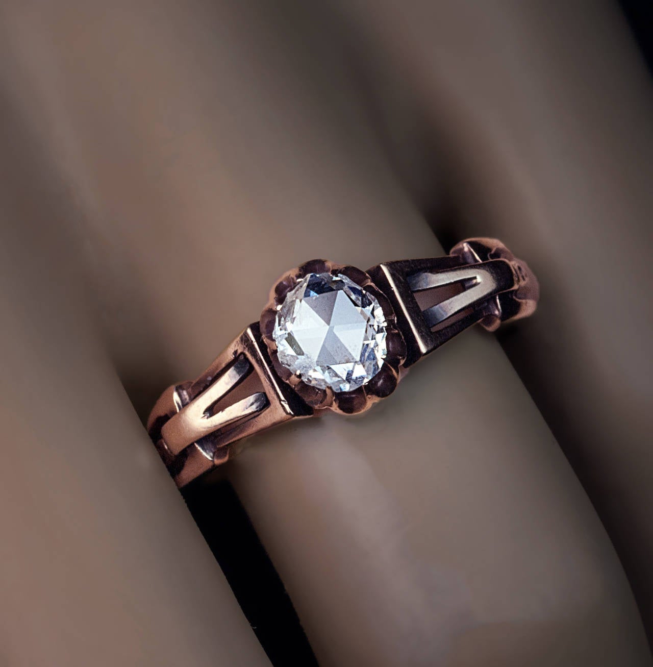 Victorian Russian Rose Cut Diamond Gold Ring