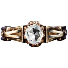 Victorian Russian Rose Cut Diamond Gold Ring