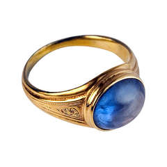 Antique Russian Sapphire Ring in Medieval Style 1860s