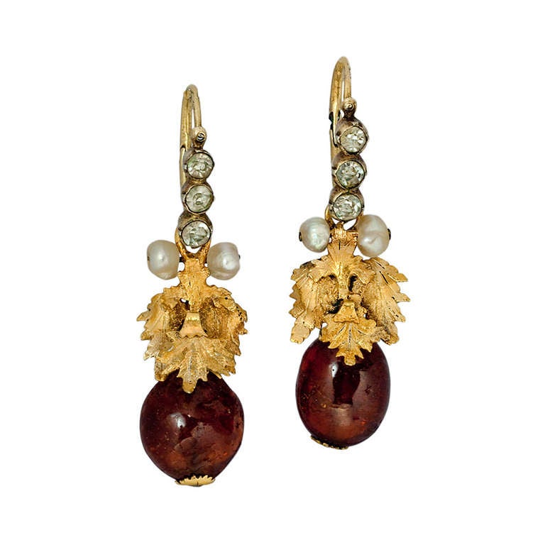 Russian 18th Century Amber Earrings