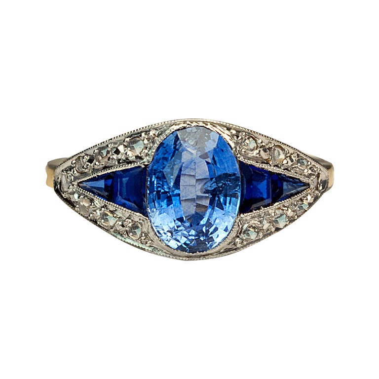 Art Deco French Sapphire Ring