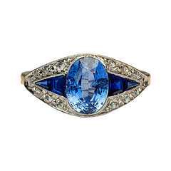 Antique Art Deco French Sapphire Ring