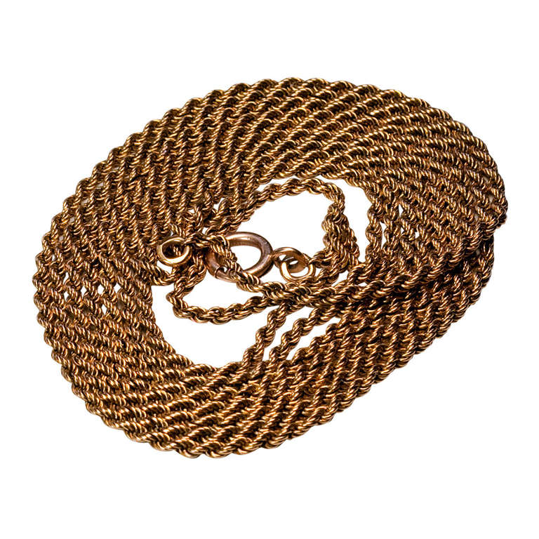 Antique Russian Gold Rope Chain Necklace