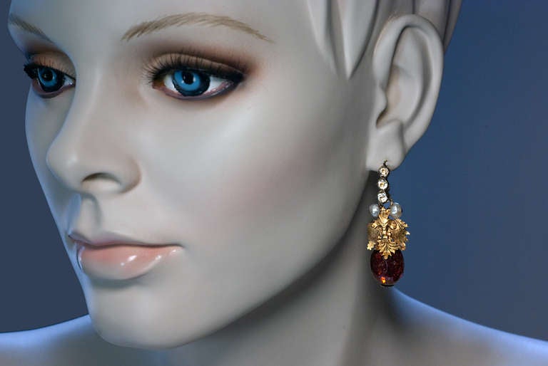 Georgian Russian 18th Century Amber Earrings