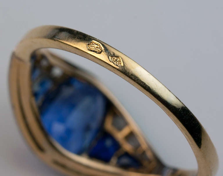Women's Art Deco French Sapphire Ring