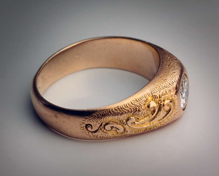 Art Nouveau Men's Diamond Ring 1920s