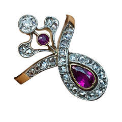 Art Nouveau Ruby and Diamond Ring