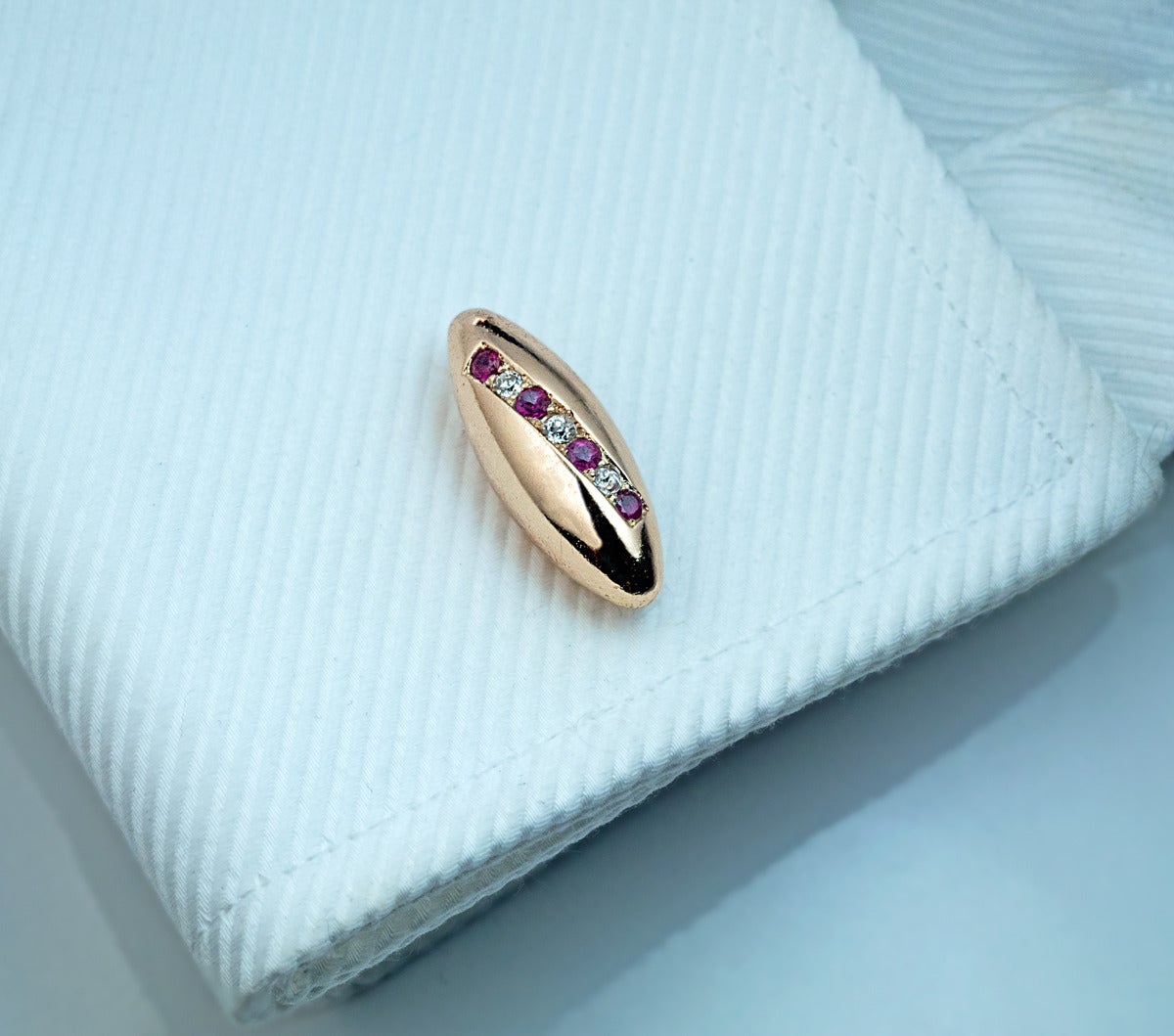 Antique Russian Ruby Diamond Gold Cufflinks