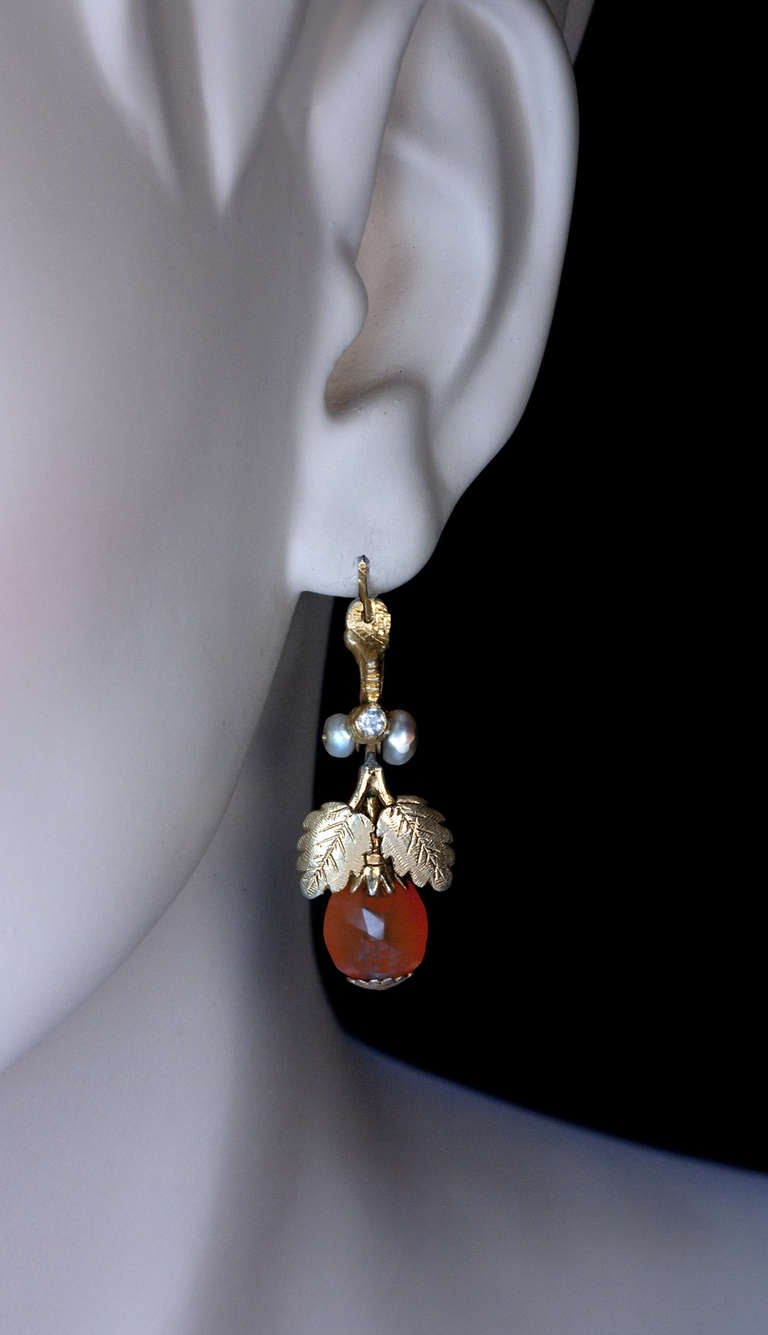 Women's Georgian Amber Gold Earrings