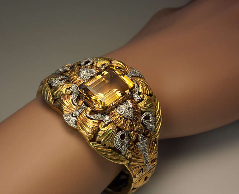 Exceptional Art Nouveau Bangle Bracelet C1910 2