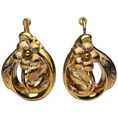 Victorian Gold Flower Earrings