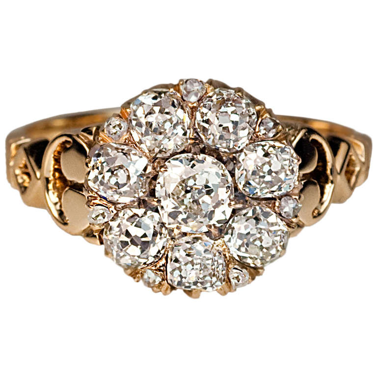 Antique Russian Diamond Cluster Ring