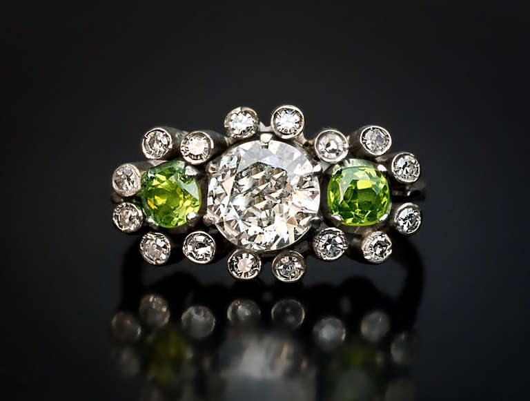Diamond and Demantoid Ring