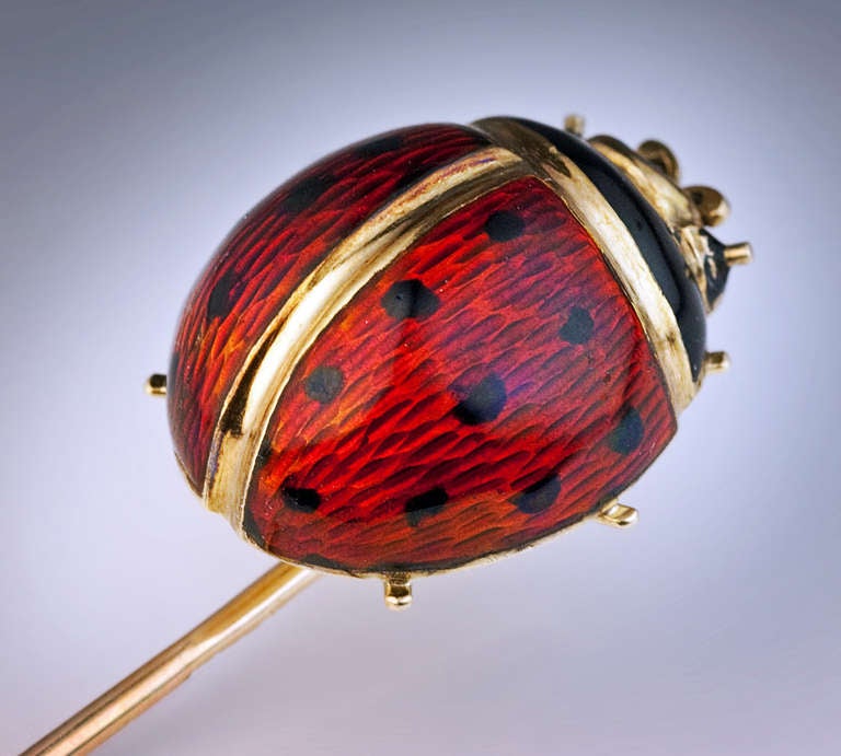 Antique Russian Ladybug Enamel Gold Stick Pin at 1stDibs antique pins