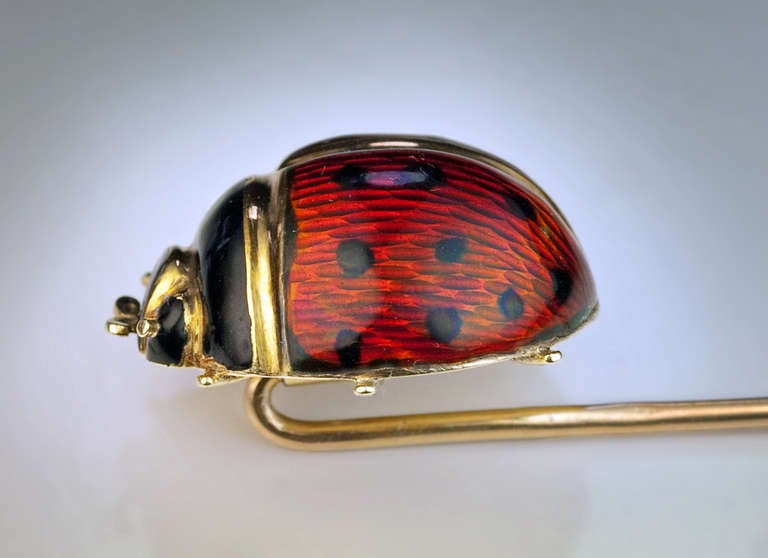 Antique Russian Ladybug Enamel Gold Stick Pin at 1stDibs antique pins