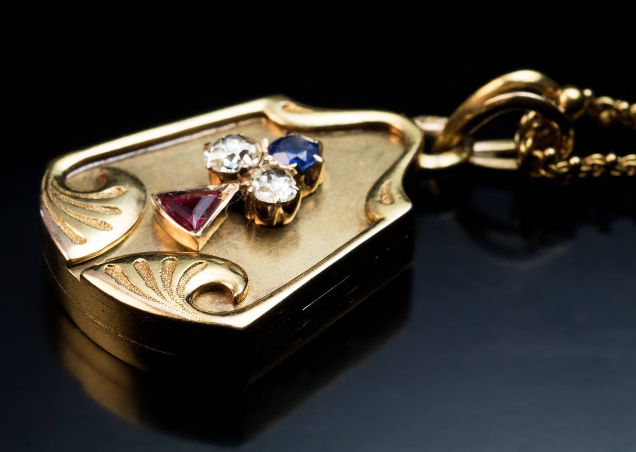 Women's Antique Art Nouveau Jeweled Gold Locket
