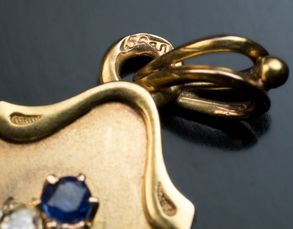 Antique Art Nouveau Jeweled Gold Locket 1