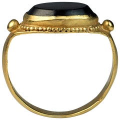 Antique Medieval Byzantine Garnet Gold Men's Signet Ring