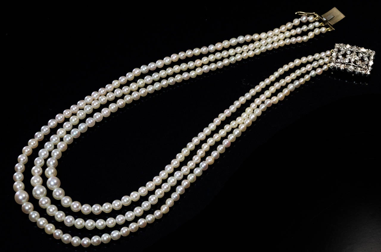 Antique Edwardian Pearl And Diamond Necklace 1