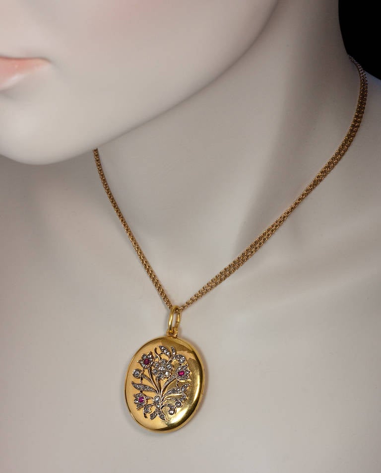 Women's Antique Russian Jeweled Gold Locket by Friedrich Koehli