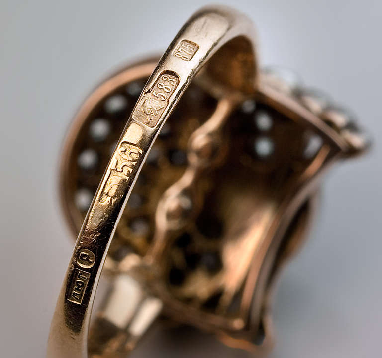 Edwardian Antique Imperial Russian Diamond Skull Ring