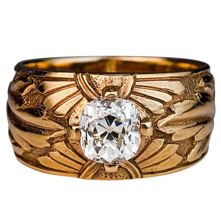Antique Russian 1 Carat Diamond Gold Men's Ring at 1stDibs | russian ...