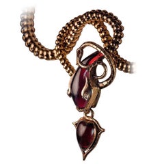Mid 19th Century Garnet Gold Snake Necklace