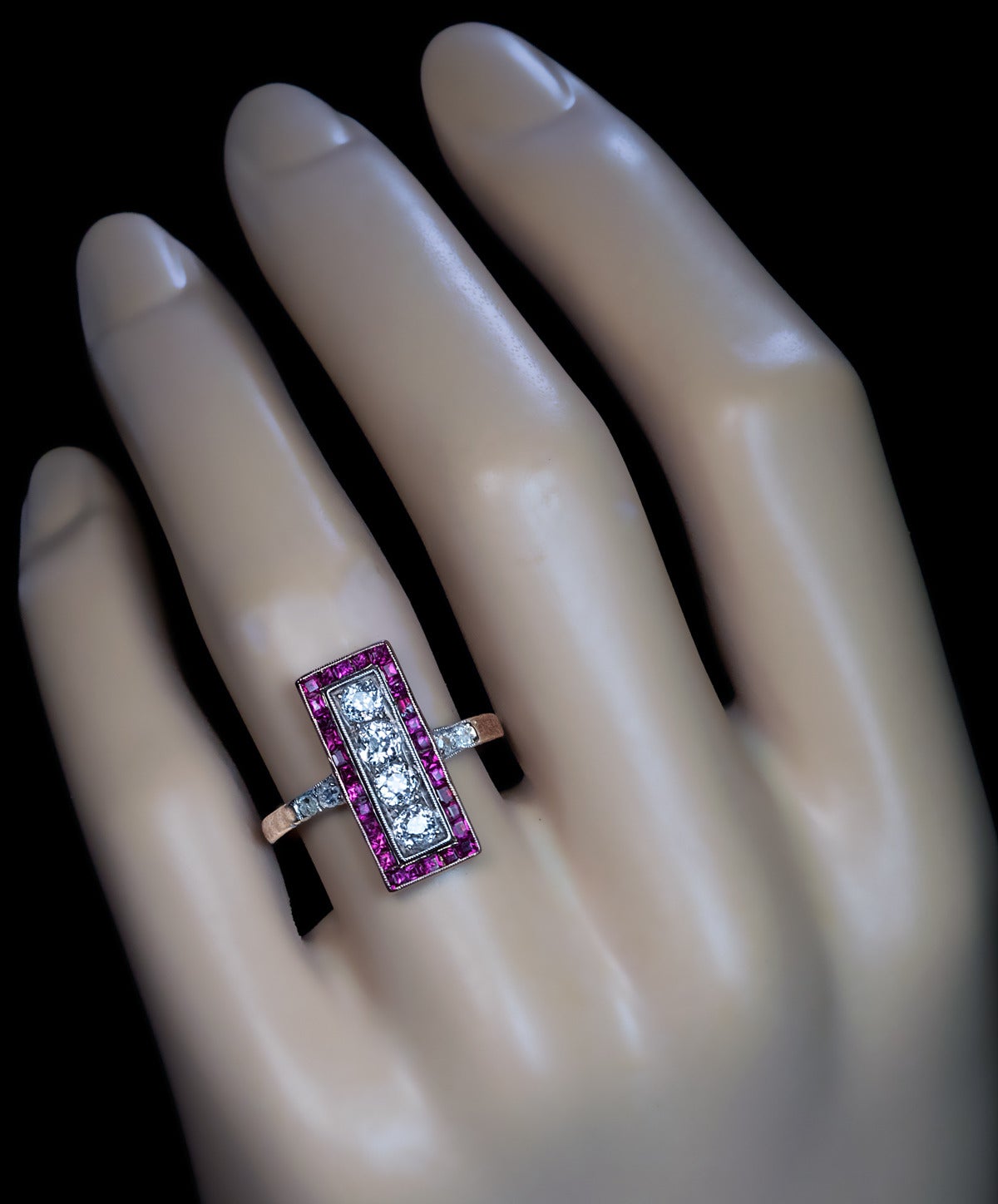 Antique Russian Diamond Ruby Ring