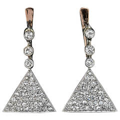Antique Diamond Triangular Earrings 1