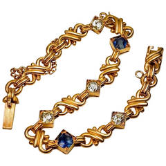 Antique Russian Sapphire Diamond Bracelet