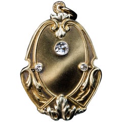 Art Nouveau Vintage Russian Diamond Gold Locket