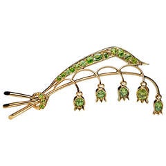 Antique Lily of the Valley Russian Demantoid Brooch