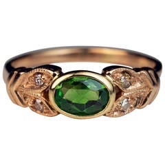 Vintage Russian Demantoid Diamond Gold Ring