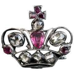 Antique 1700s Jeweled Crown Badge