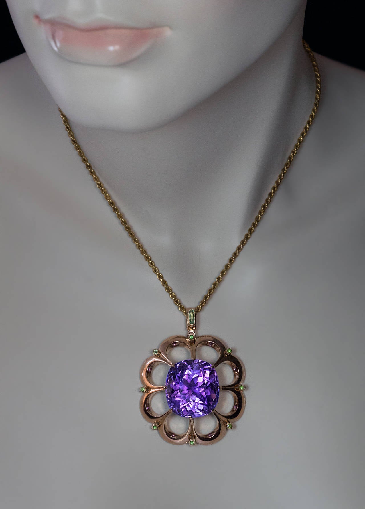 Antique 45 Ct Siberian Amethyst And Demantoid Necklace