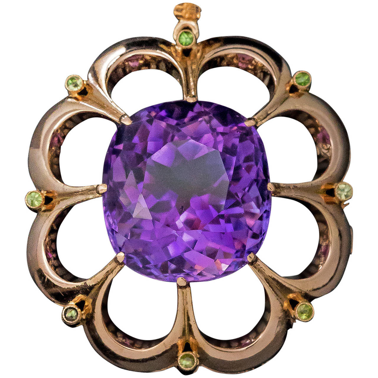 Antique 45 Ct Siberian Amethyst And Demantoid Necklace