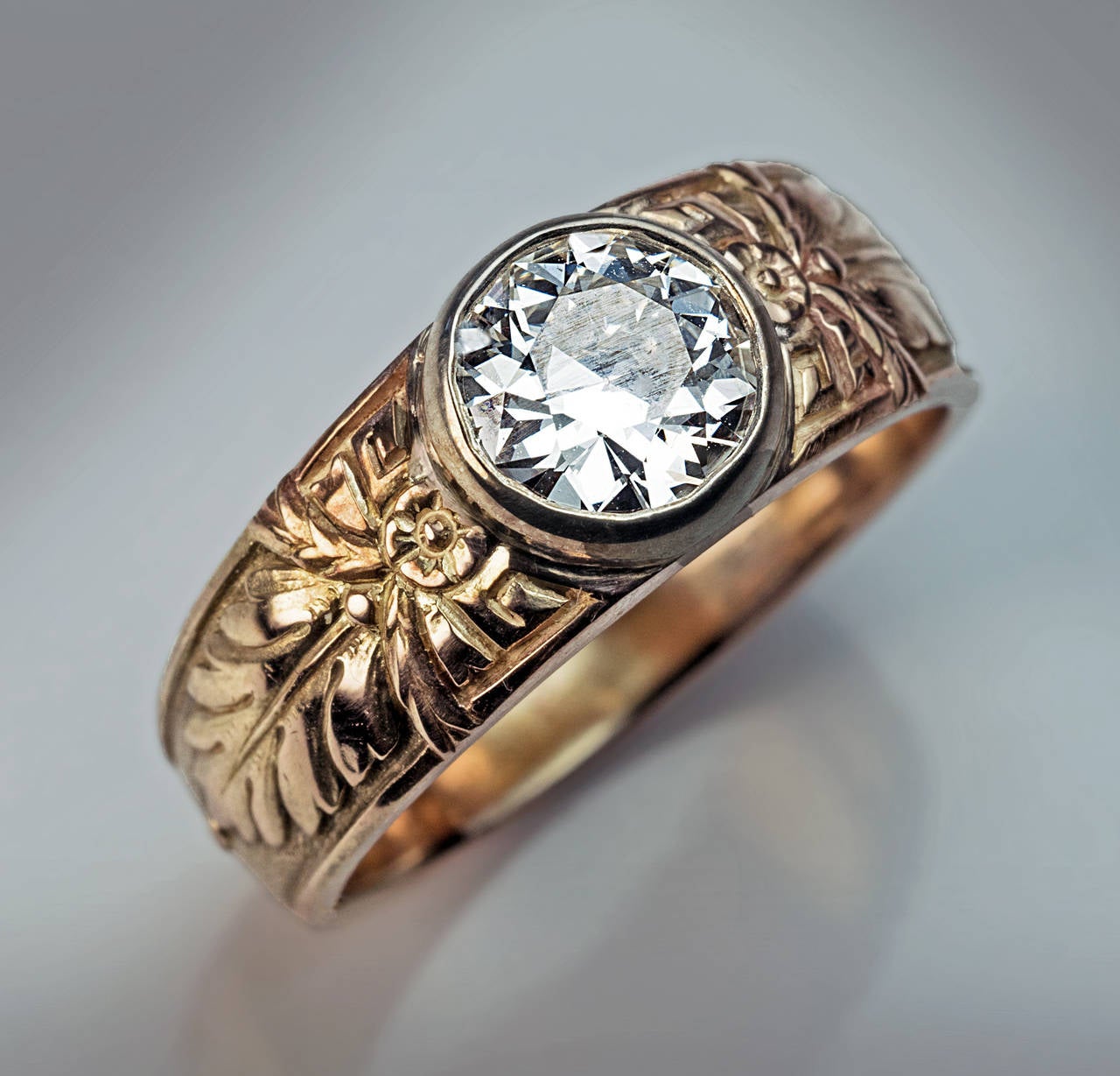 Antique Russian 1 Carat Diamond Gold Men's Ring at 1stDibs | russian ...