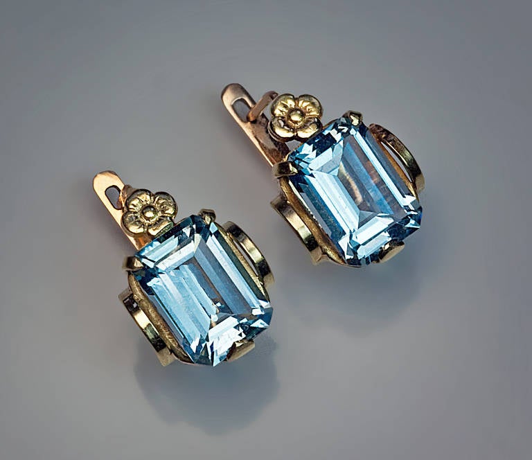 Art Deco Aquamarine Earrings In Excellent Condition In Chicago, IL